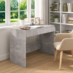 Office Desk Concrete Grey Computer Workstation Table with 2 Storage Drawers