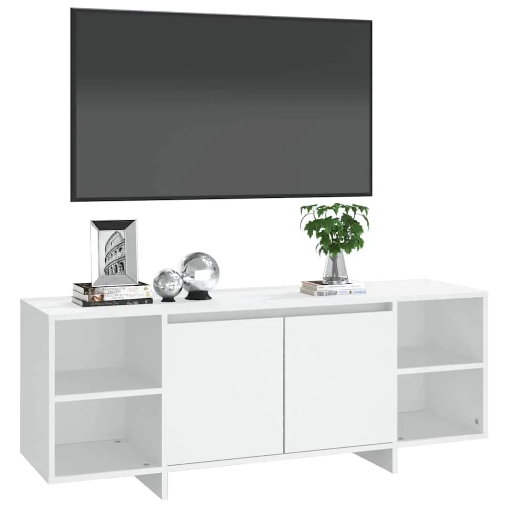 TV Cabinet White Living Room Storage Unit with Doors and Shelves
