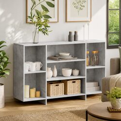 Sideboard with Shelves Grey Modern Storage Cabinet Cupboard Buffet Furniture