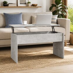 Coffee Table with Lift-Top Design Grey Engineered Wood Living Room Furniture