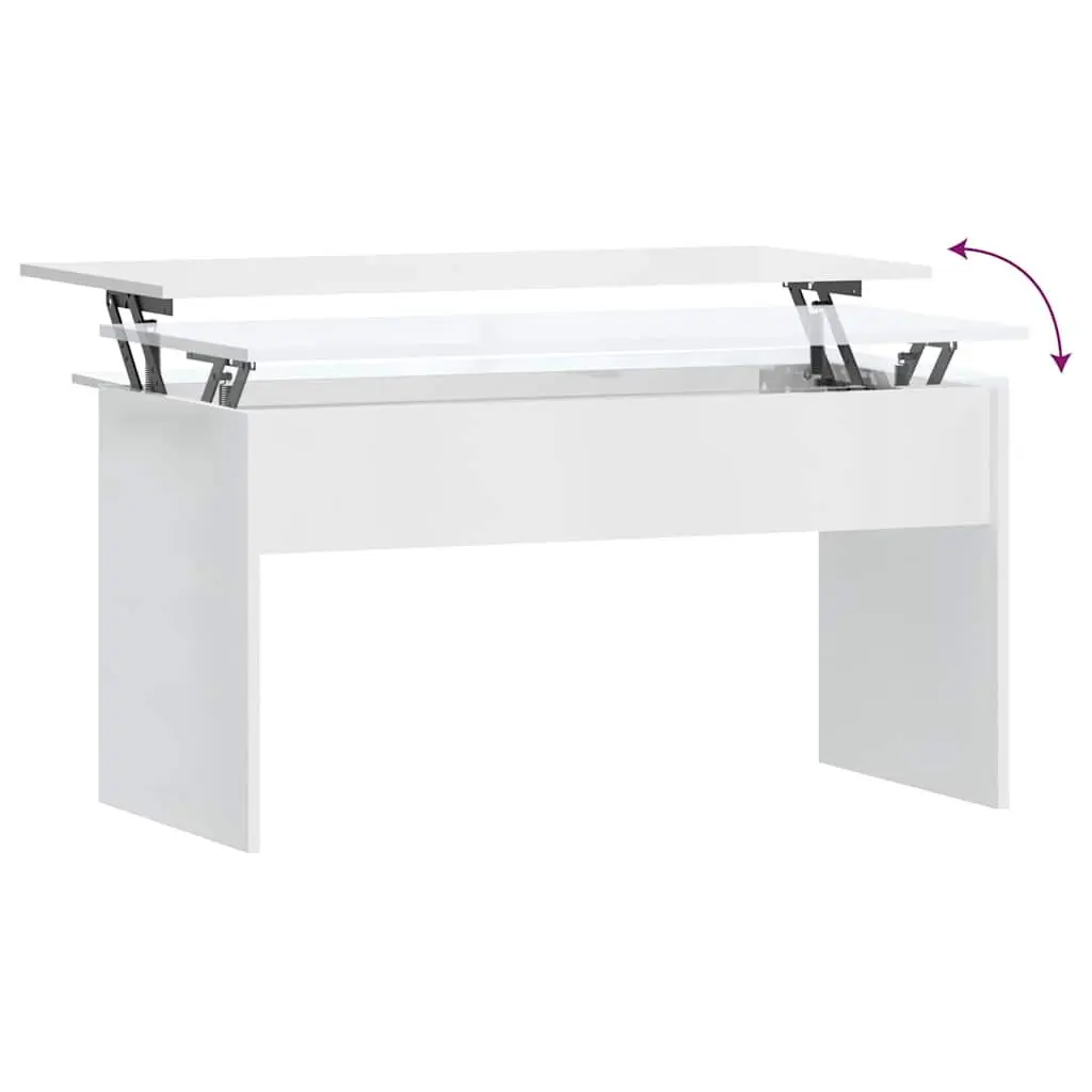 Coffee Table Lift Top Storage Modern 102cm White Engineered Wood