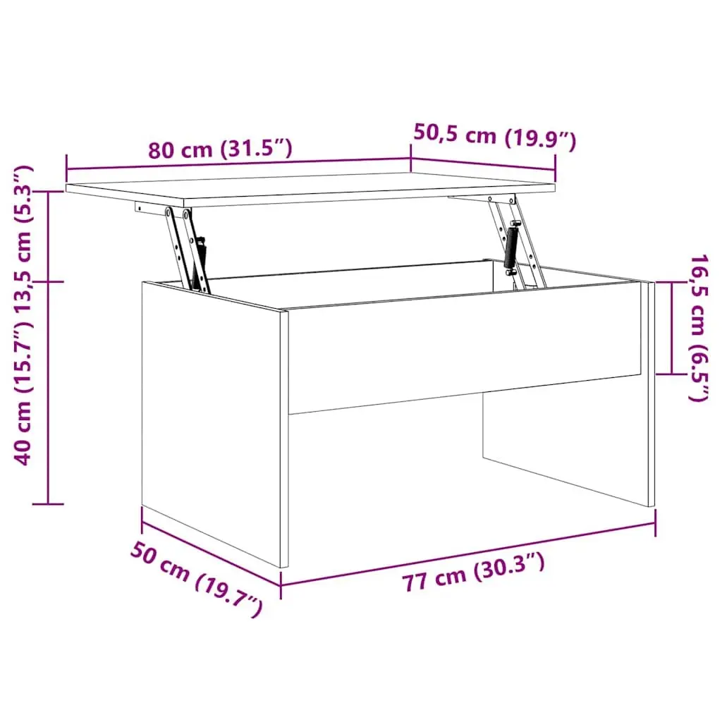 Coffee Table White Lift Top Hidden Storage Engineered Wood Living Room Furniture