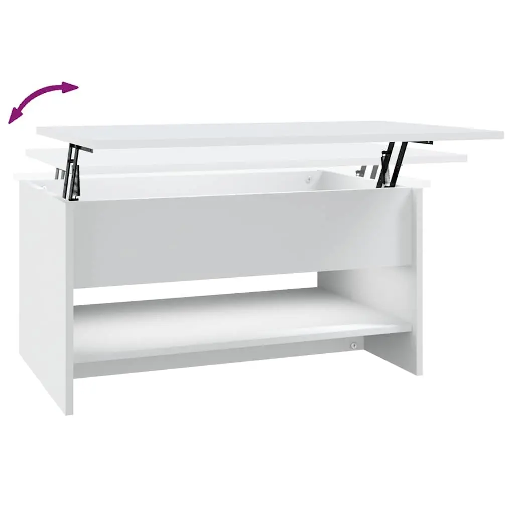 Coffee Table White Accent with Hidden Storage Compartment Adjustable Liftable Top 80 x 50 x 40 cm Engineered Wood