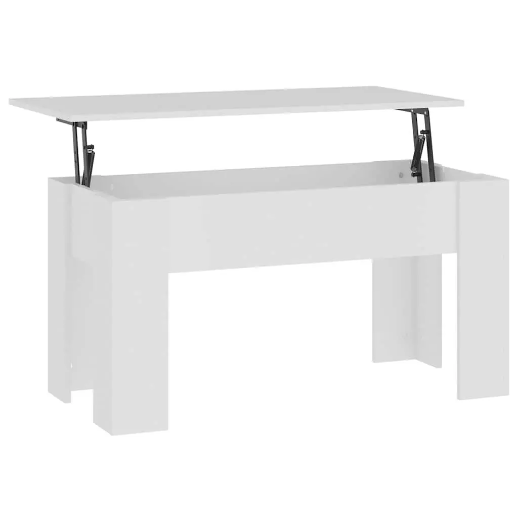 Lift Top Coffee Table White Modern Living Room Storage Furniture Engineered Wood