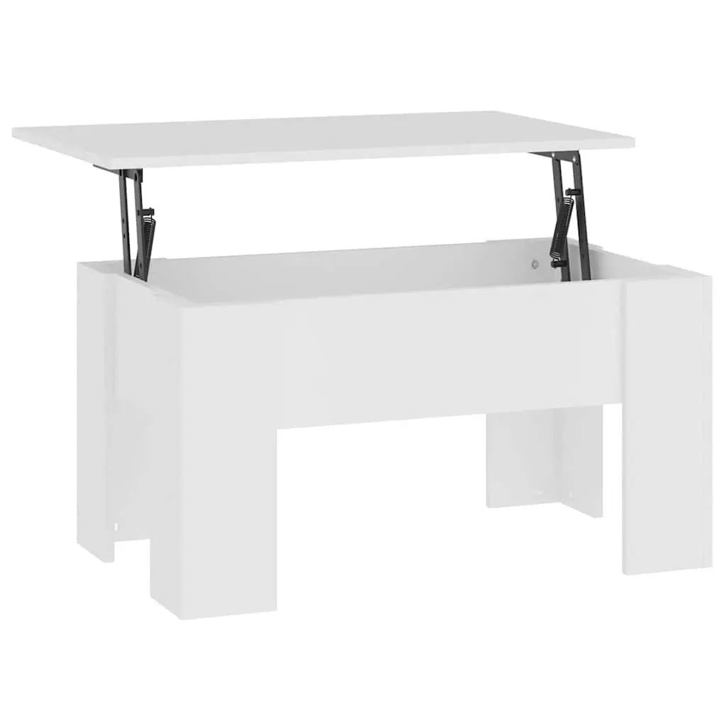 Coffee Table Lift-Top White Storage Compartment Engineered Wood Modern Living Room Furniture