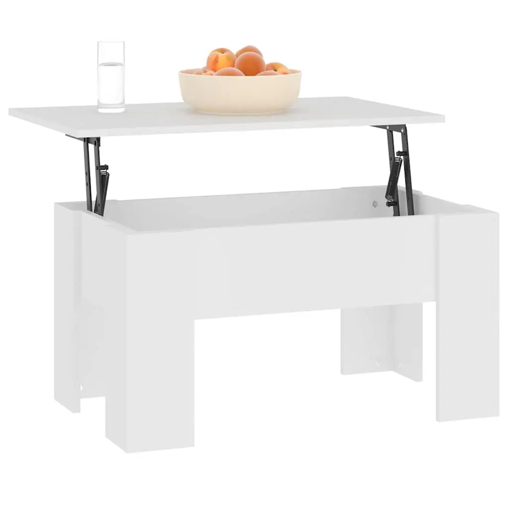 Coffee Table Lift-Top White Storage Compartment Engineered Wood Modern Living Room Furniture