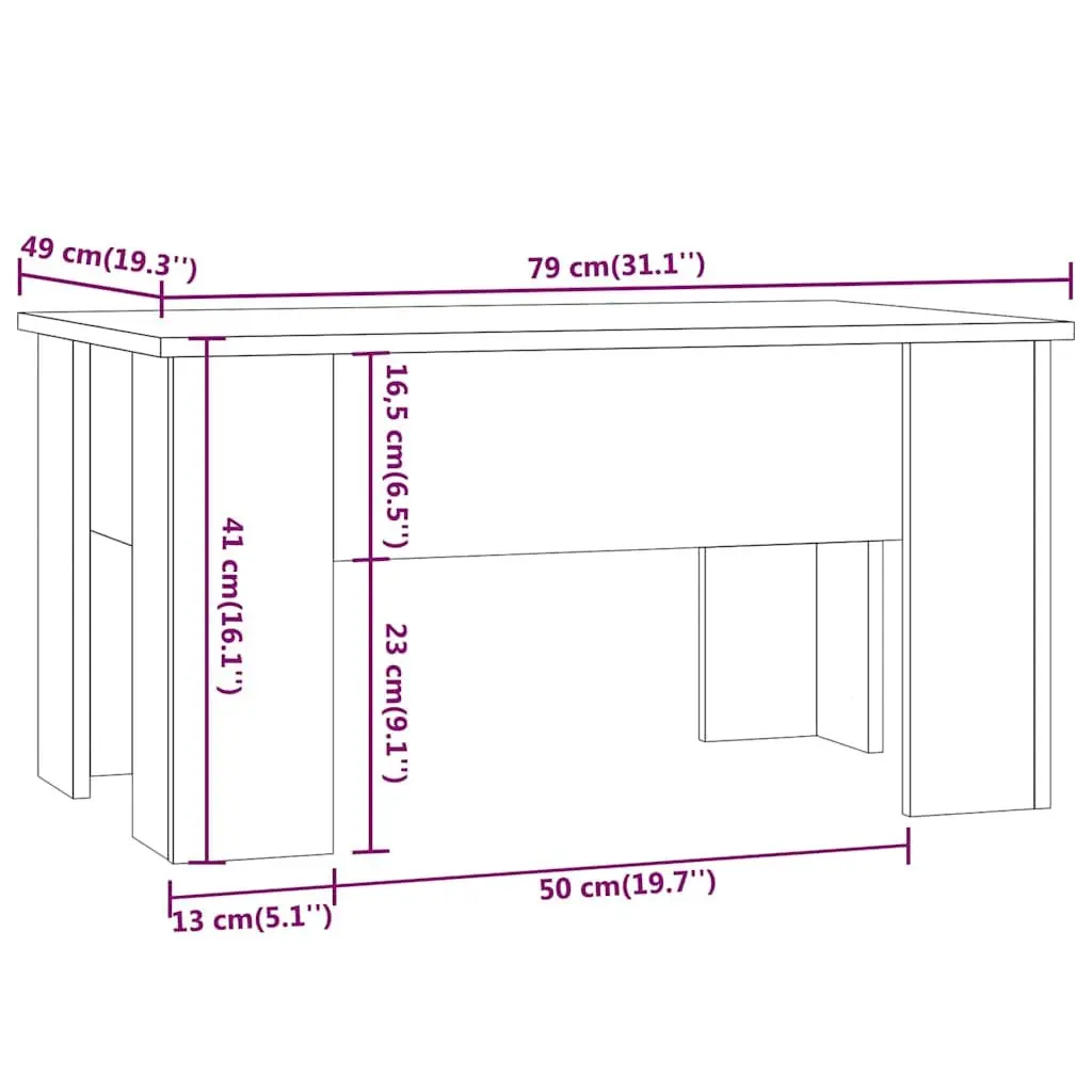 Coffee Table Lift-Top White Storage Compartment Engineered Wood Modern Living Room Furniture