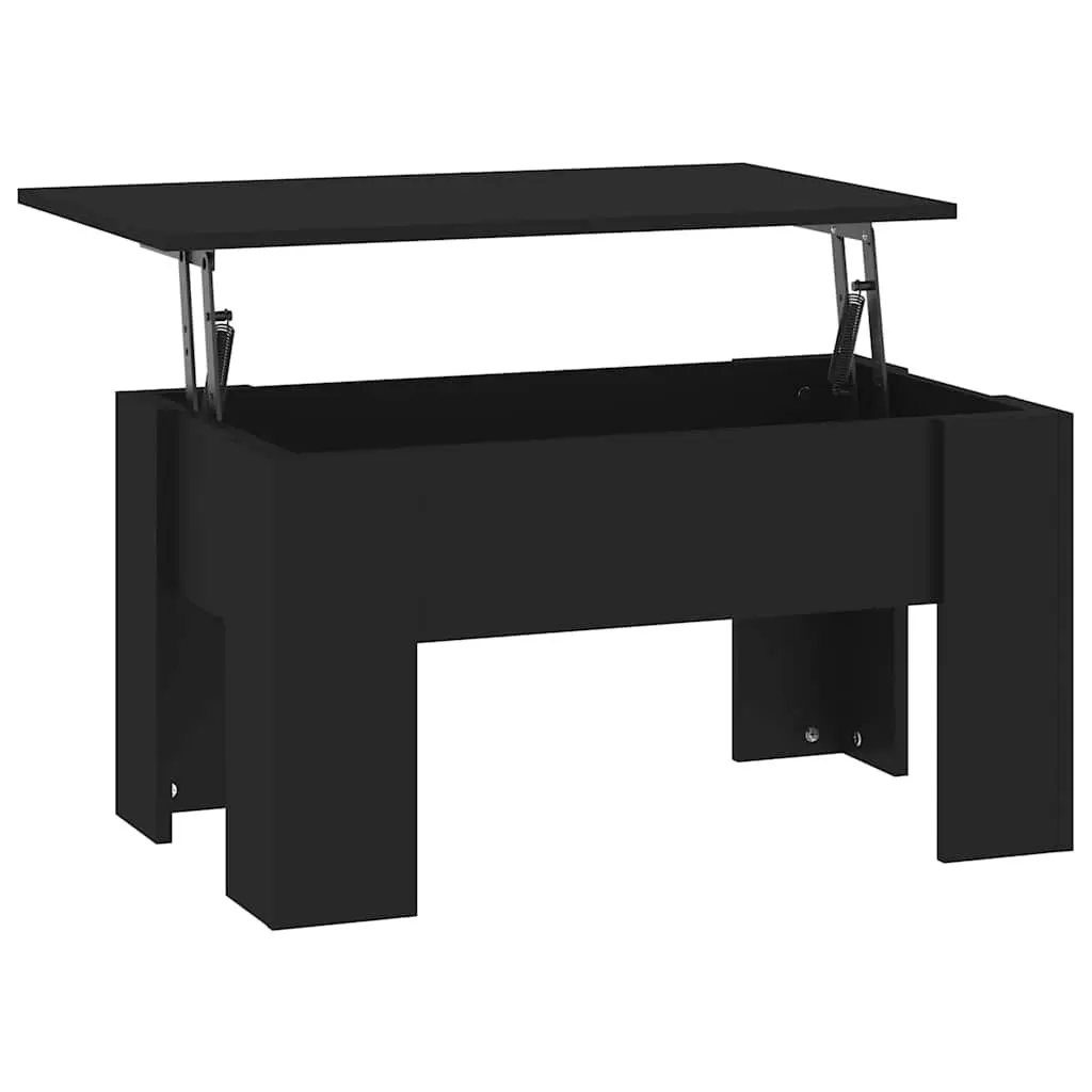 Coffee Table Lift Top Black Engineered Wood Storage Compartment