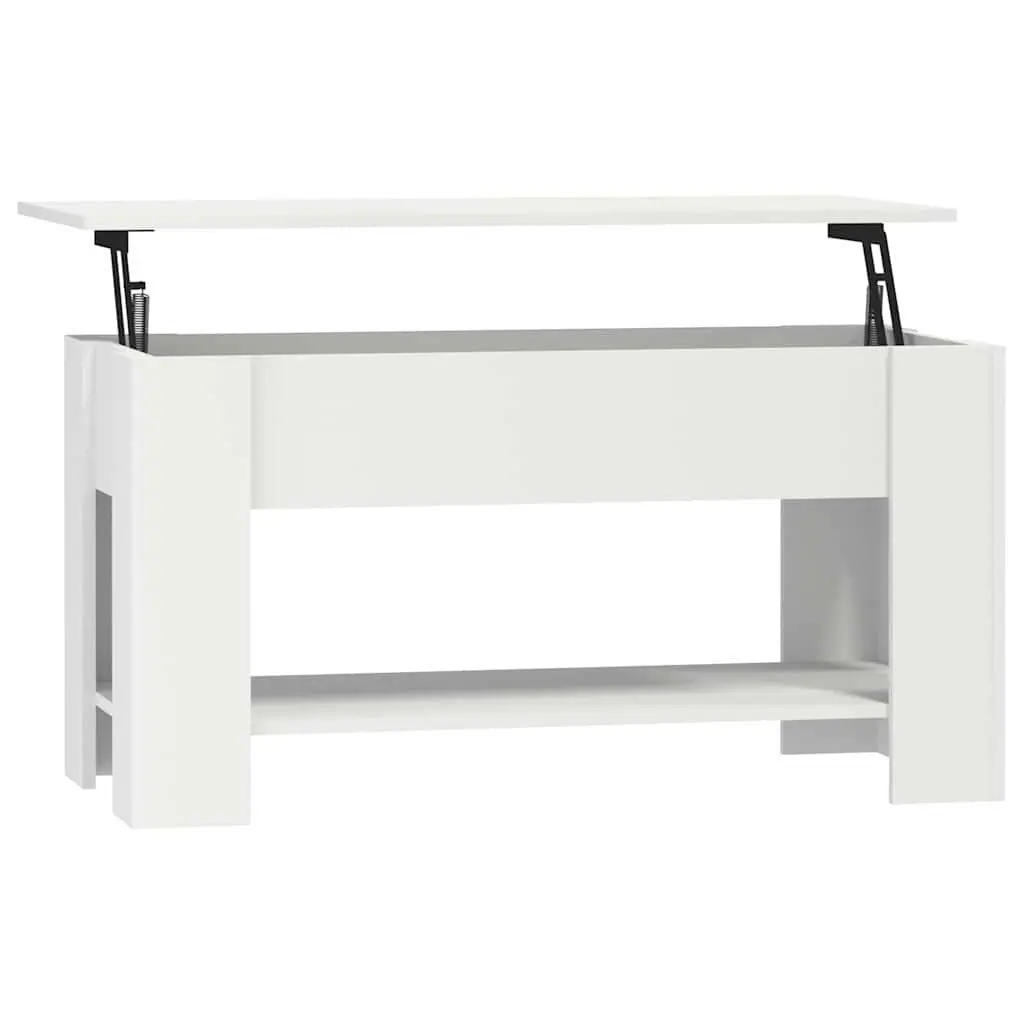 Coffee Table White Lift-Top Design Hidden Storage Engineered Wood Accent Table