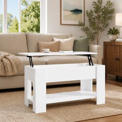 Coffee Table Lift-Top White High Gloss Modern Living Room Furniture Storage