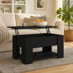 Coffee Table Black Lift-Top Design Living Room Furniture Engineered Wood Storage