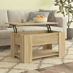 Coffee Table Lift Top Storage Brown Engineered Wood Living Room Furniture