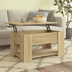 Coffee Table Lift Top Storage Brown Engineered Wood Living Room Furniture