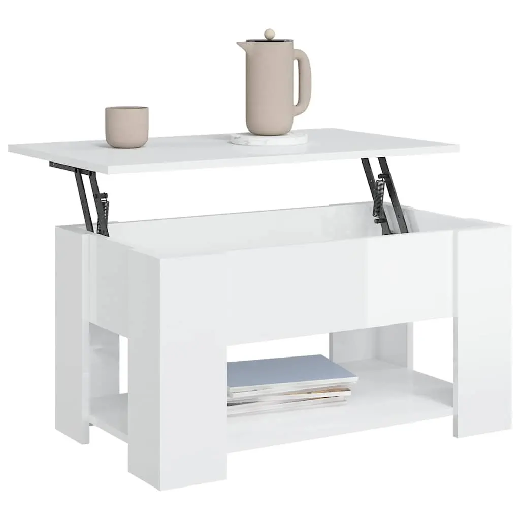 Coffee Table Lift Top White Engineered Wood Storage