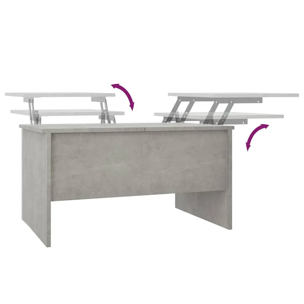 Coffee Table Grey Engineered Wood Hidden Storage Compartments Adjustable Liftable Top