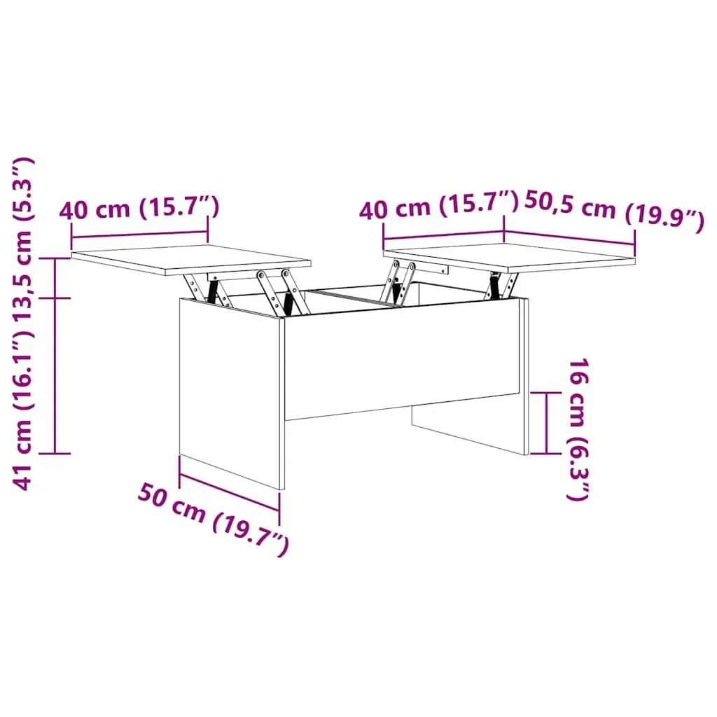Coffee Table Grey Engineered Wood Hidden Storage Compartments Adjustable Liftable Top