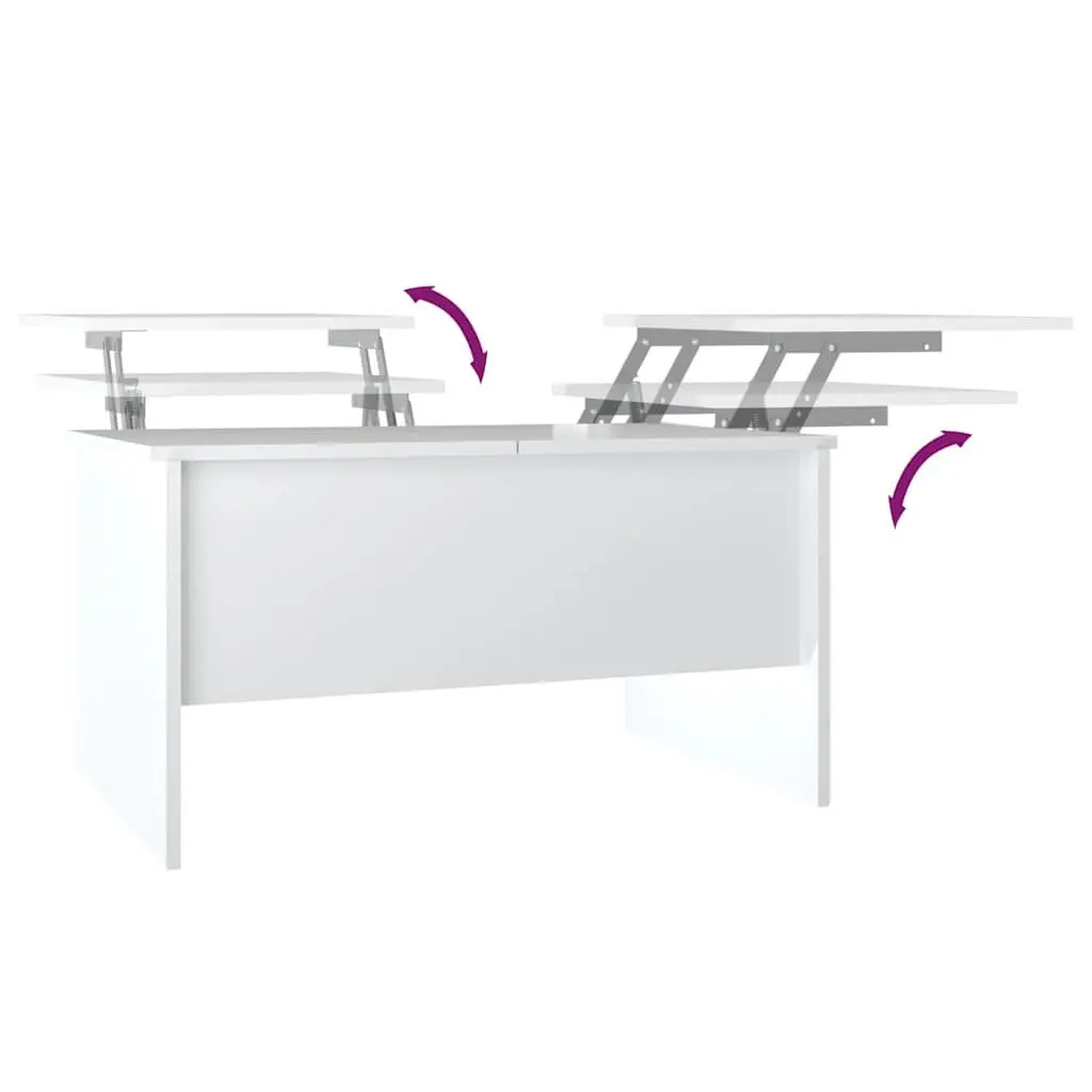 Coffee Table White High Gloss Modern Storage Lift Top Engineered Wood