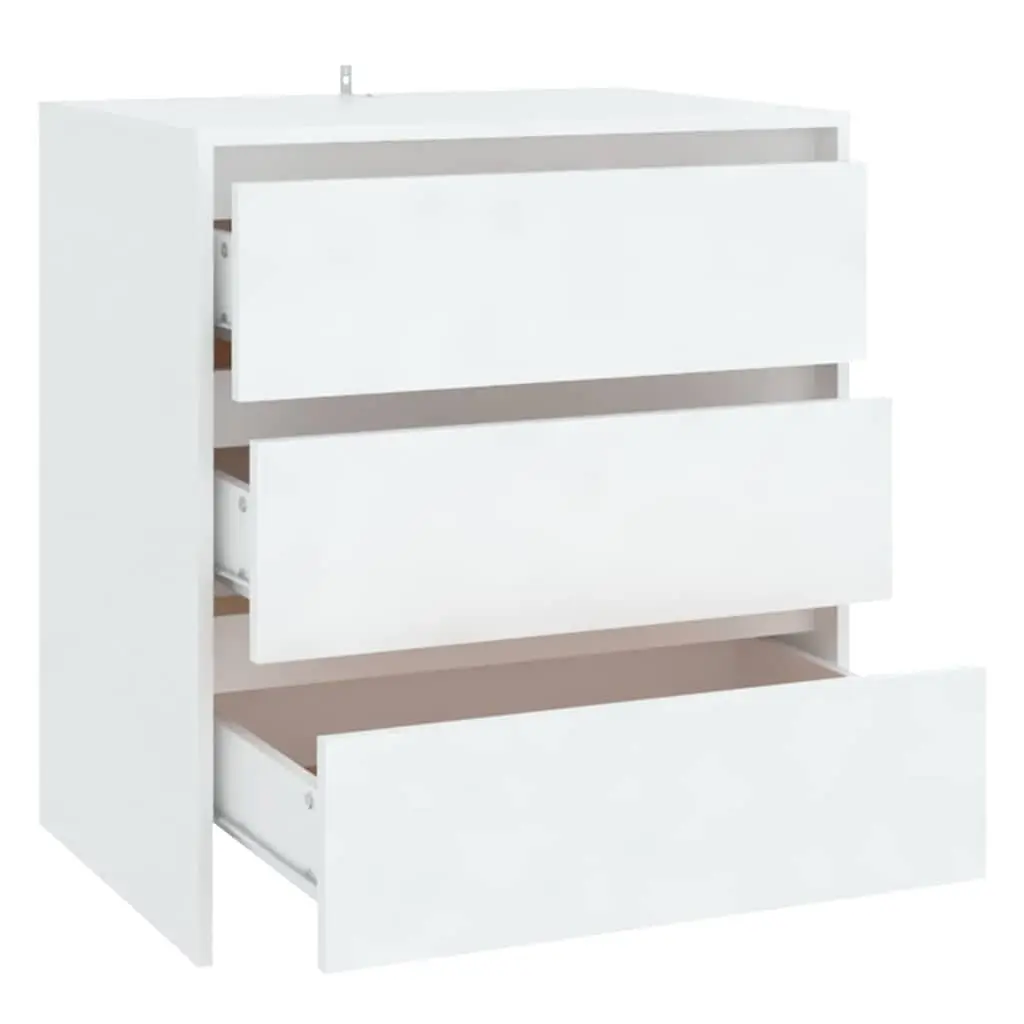 Sideboard White Minimalist Storage Cabinet 3 Drawers 70W x 41D x 75H cm