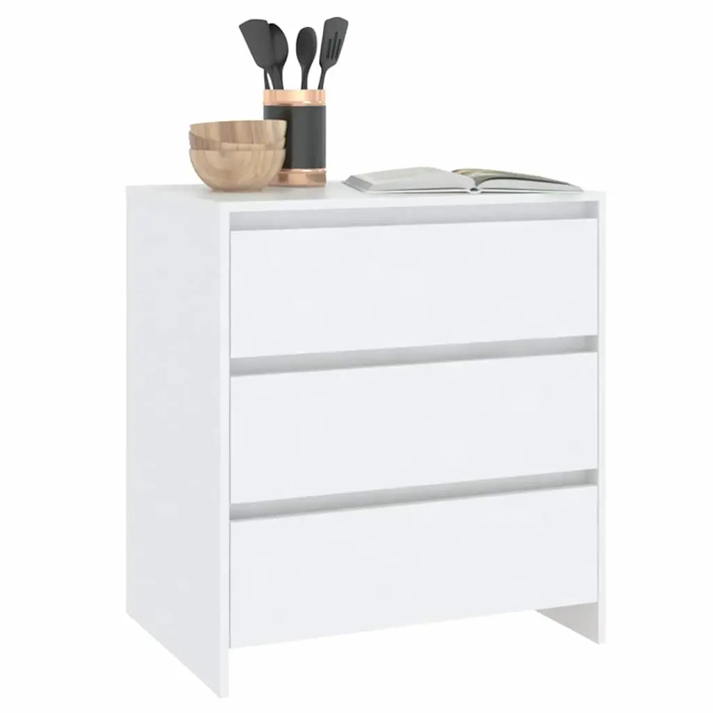 Sideboard White Minimalist Storage Cabinet 3 Drawers 70W x 41D x 75H cm