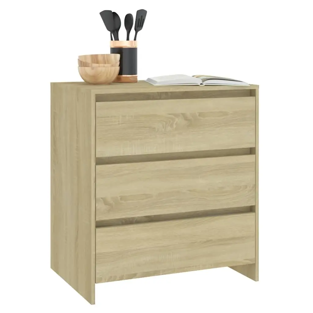 Sideboard with 3 Drawers Brown Storage Cabinet Living Room Buffet Furniture