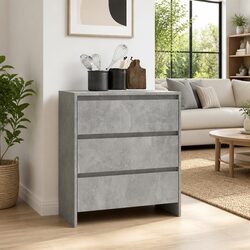 Sideboard Grey 70x41x75cm Storage Cabinet with 3 Drawers Engineered Wood
