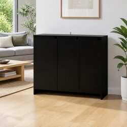 Sideboard Storage Cabinet 3 Door Black Buffet Furniture Engineered Wood Display