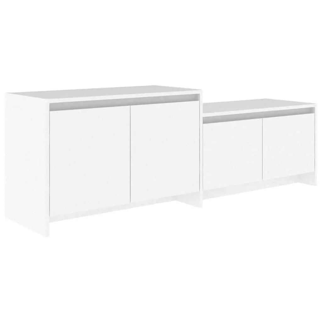 TV Cabinet White 4 Door Lowboard Storage Organiser Unit Furniture