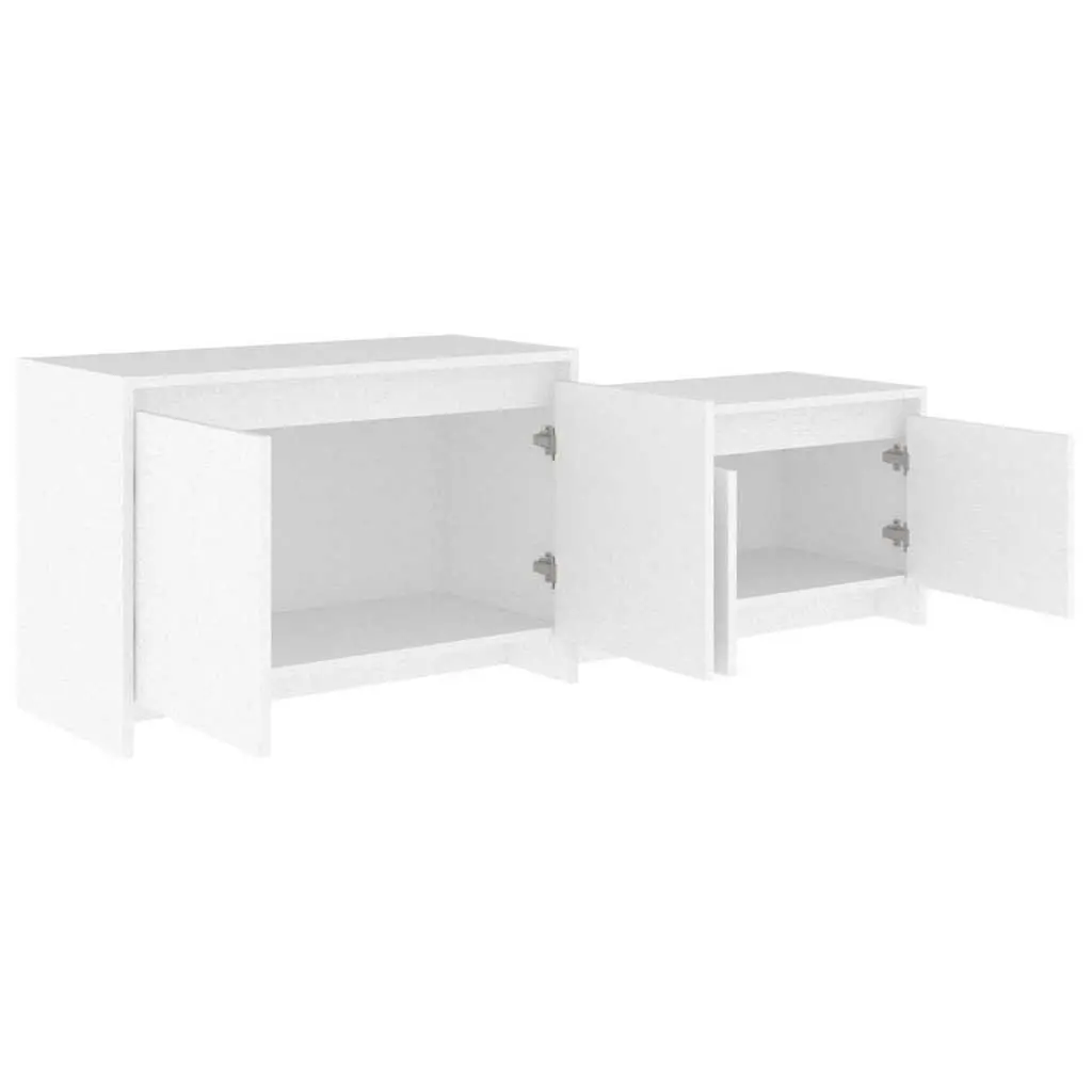 TV Cabinet White 4 Door Lowboard Storage Organiser Unit Furniture