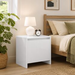 Bedside Cabinet White High Gloss Nightstand Storage Table 45x34x44.5cm