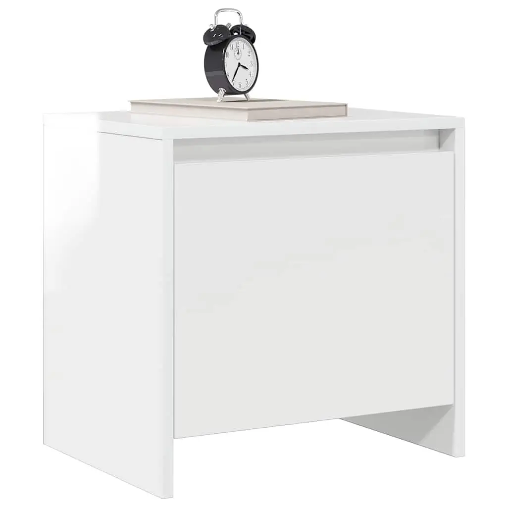 Bedside Cabinet High Gloss White Engineered Wood 45x34x44.5 cm