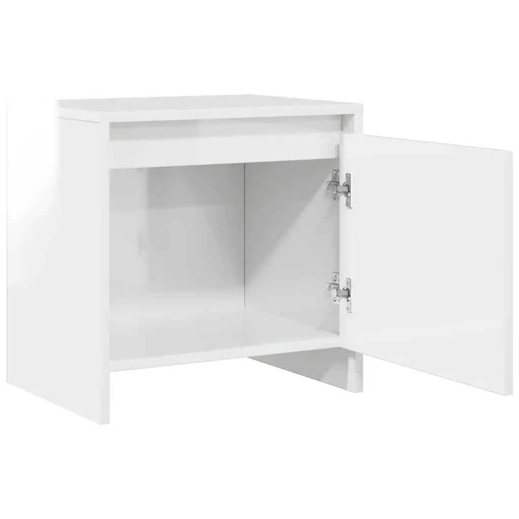 Bedside Cabinet High Gloss White Engineered Wood 45x34x44.5 cm