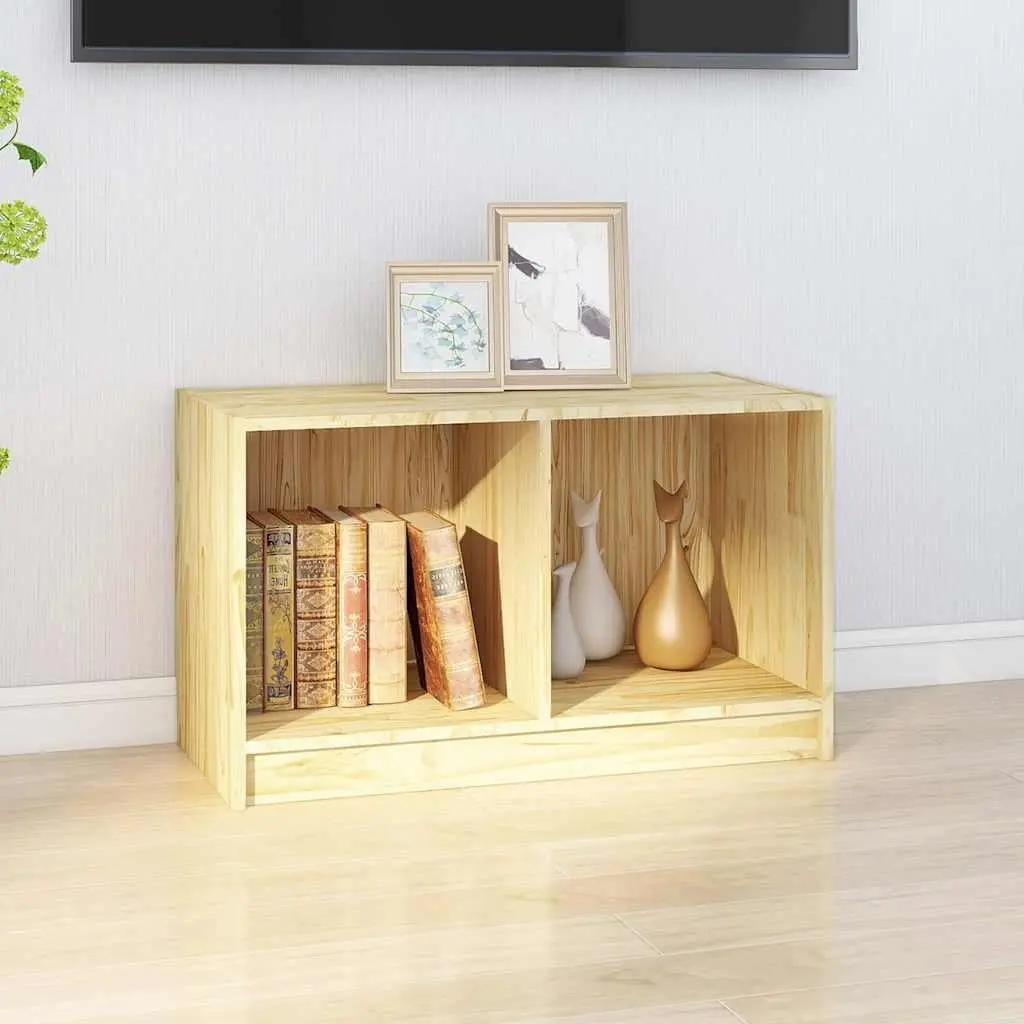 TV Cabinet Solid Pinewood Storage Unit 70x33x42 cm Brown