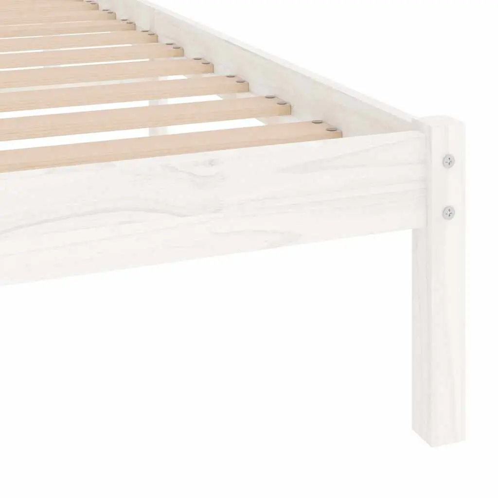 Solid Pinewood Bed Frame Slatted Base 90x190 cm White Modern Bedroom Furniture