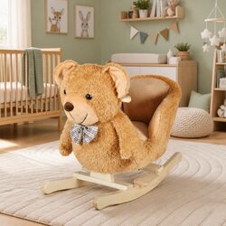 Brown Plush Rocking Animal Teddy Bear Baby Rocker Toy Toddler Bouncer Seat