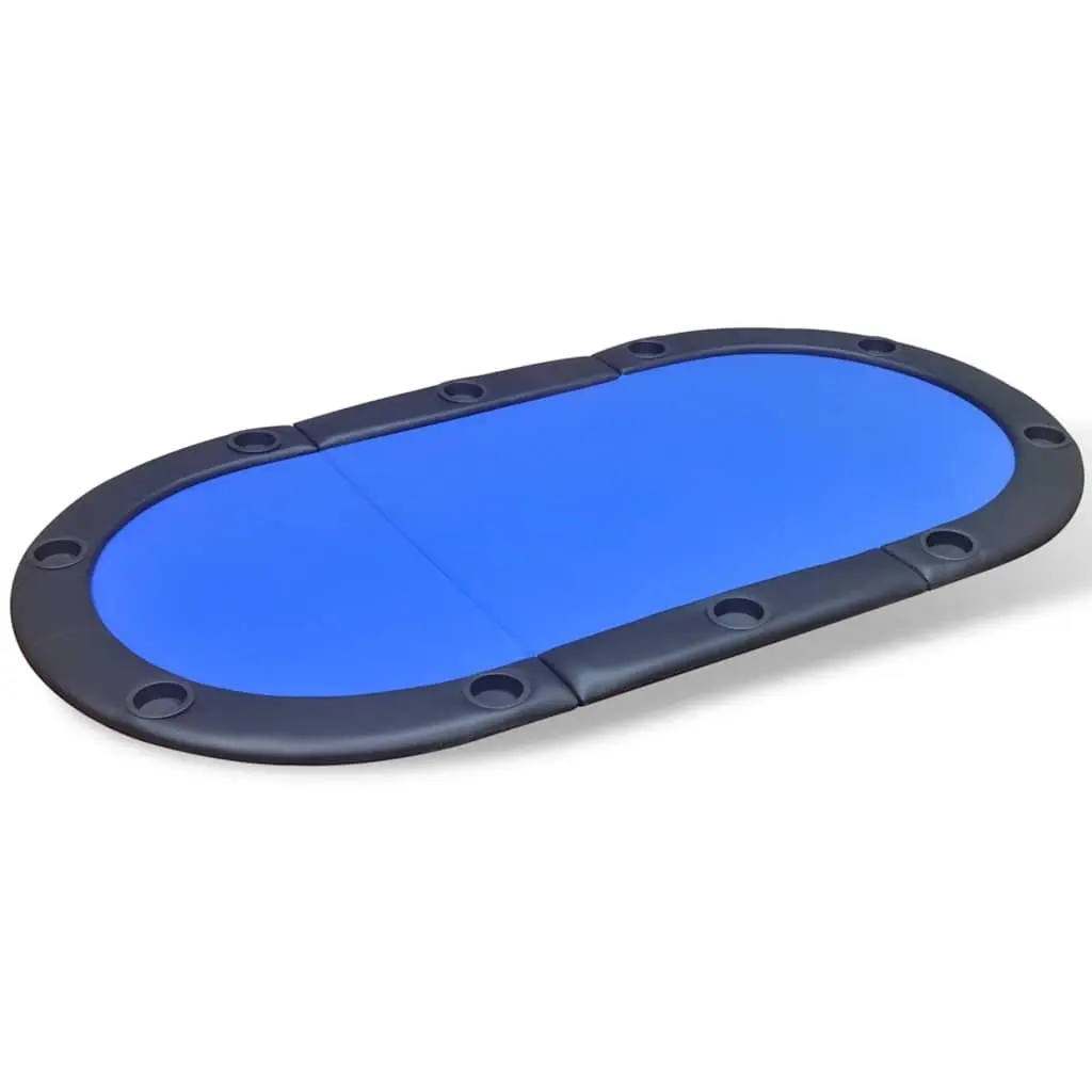 Poker Tabletop Foldable Racetrack Blue Padded Playing Surface for 10 Players