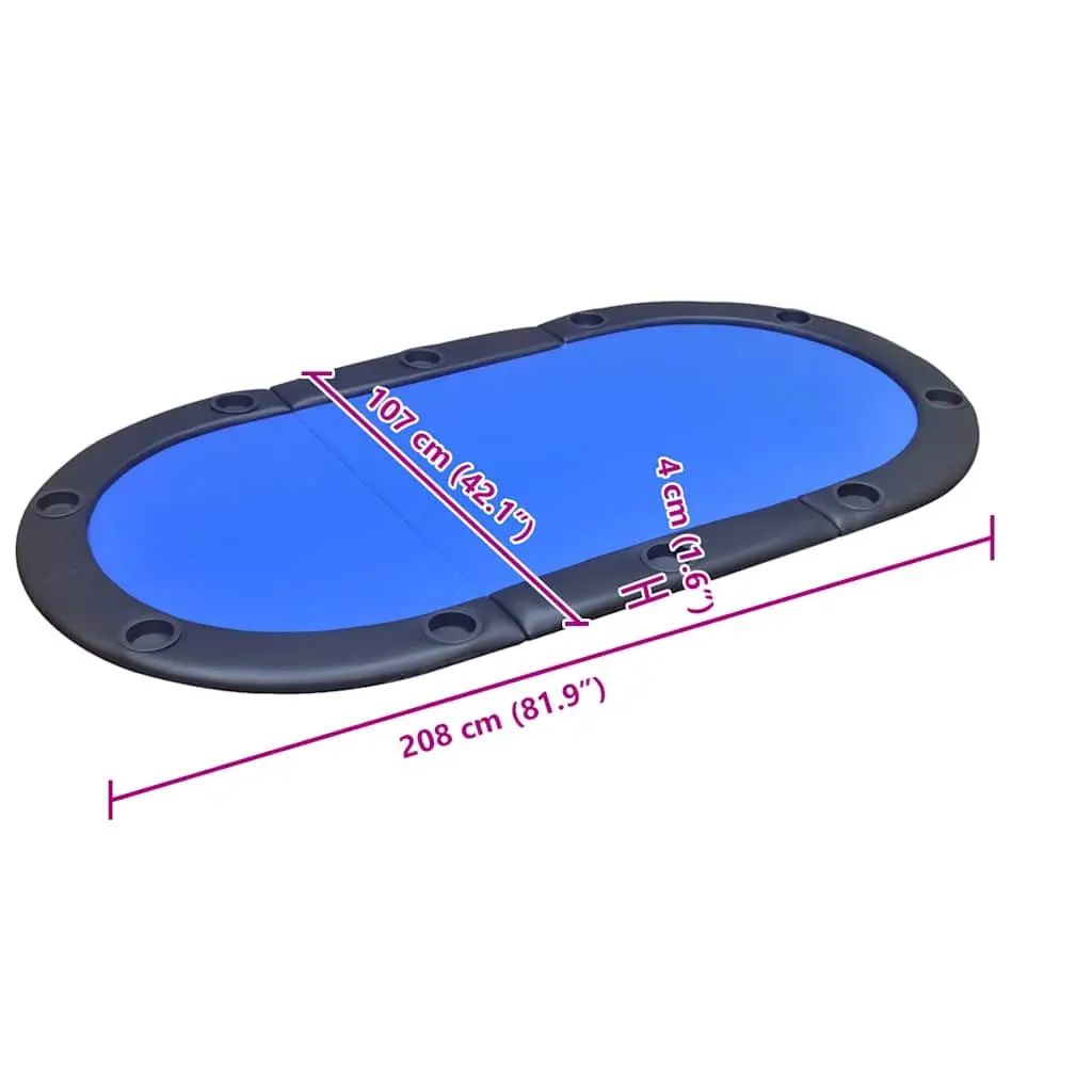 Poker Tabletop Foldable Racetrack Blue Padded Playing Surface for 10 Players