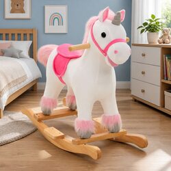 Rocking Unicorn Plush Toy Kids Riding Rocker Animal Children Playroom Furniture