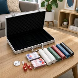 Poker Chip Set 300 Pieces 4g Chips with Dice Cards Dealer Button Carry Case