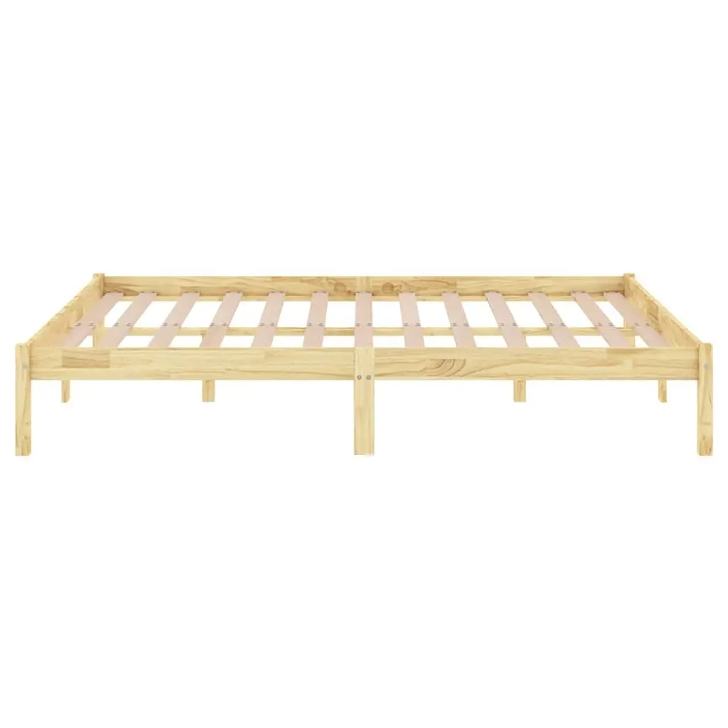 Solid Wood Bed Frame Slatted Base 150x200 cm Brown