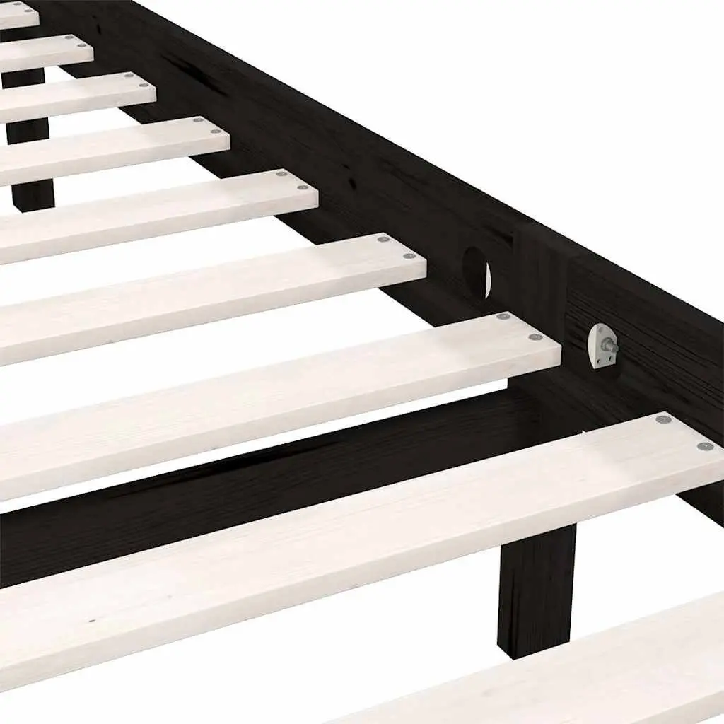 Solid Wood Bed Frame Black 90x190 cm Single Size
