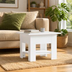 Coffee Table White Storage Shelf Modern Design Living Room Accent Furniture