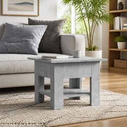 Coffee Table with Storage Shelf Modern Design Living Room Accent Grey 55x55x42cm