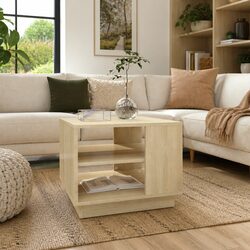 Coffee Table Brown Storage Shelves Living Room Furniture Modern Design Accent