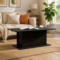 Coffee Table Black Accent Living Room Furniture Engineered Wood Sturdy Durable