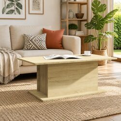 Coffee Table Sonoma Oak Engineered Wood Living Room Accent Furniture Beige