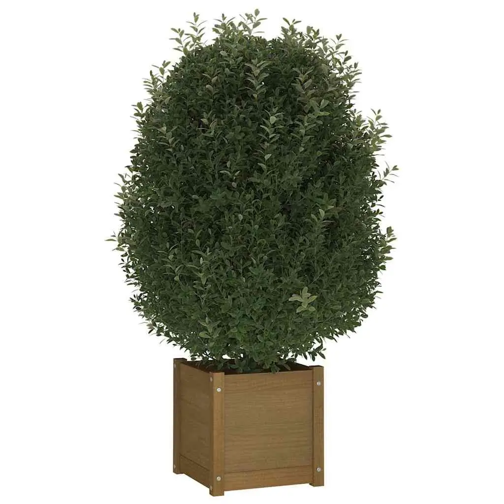 Wooden Garden Planter Solid Pinewood Brown 40x40x40 cm Flower Box Pot