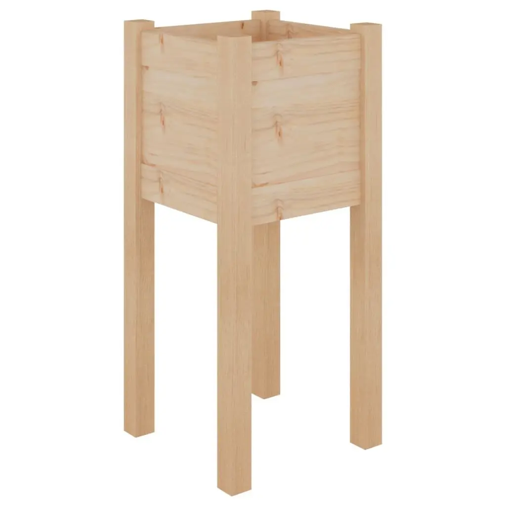 Garden Planters Wooden Raised Beds 31x31x70 cm Set of 2 Brown