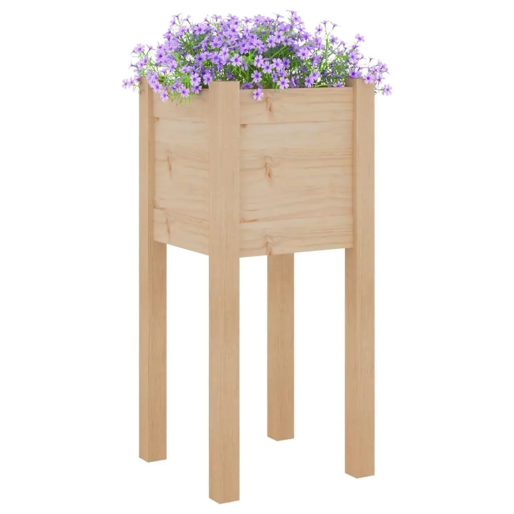 Garden Planters Wooden Raised Beds 31x31x70 cm Set of 2 Brown