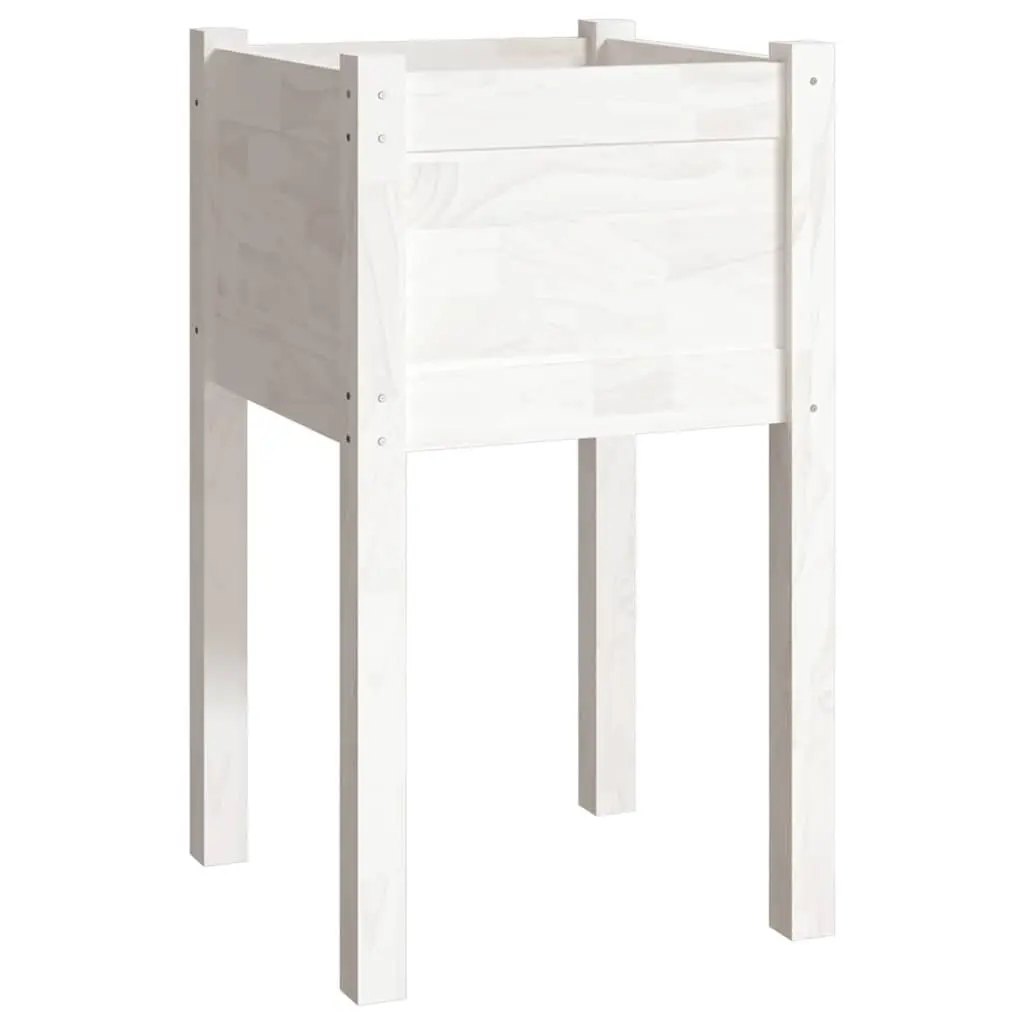 Garden Planters Raised Flower Bed Box 40x40x70 cm White 2 Piece