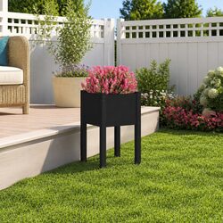 Garden Planter Box Raised Bed Outdoor Wooden Flower Container 40x40x70cm Black